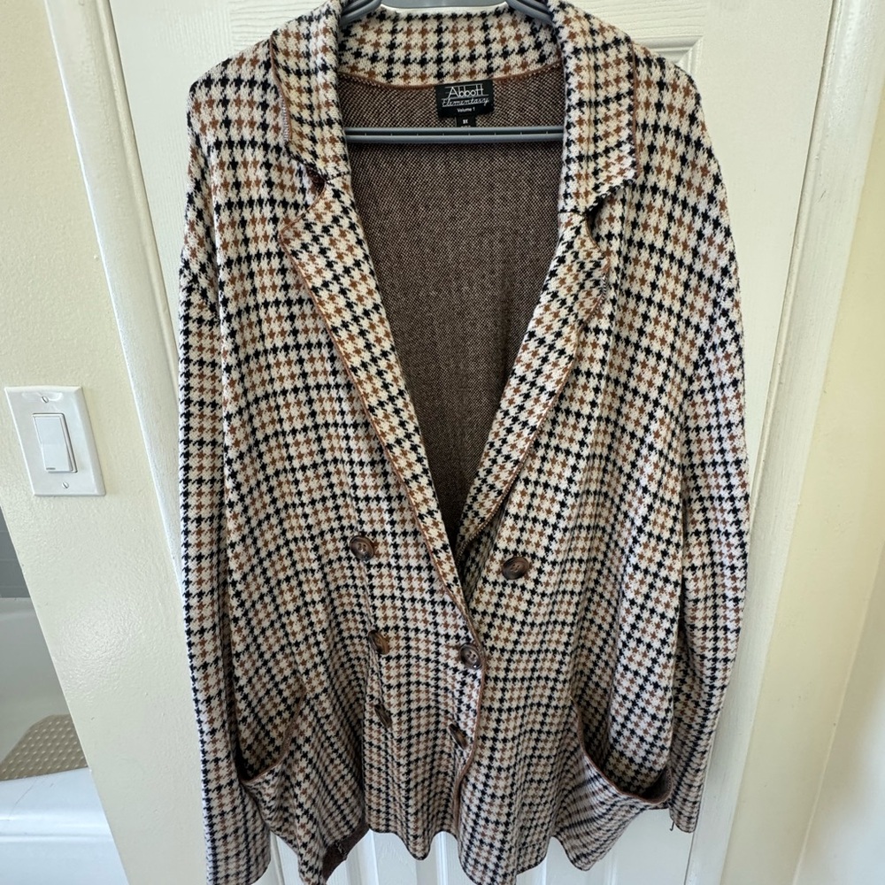 Classic Houndstooth Women's Pea Coat